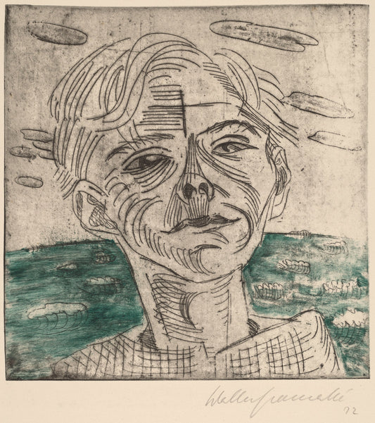 Man at the Sea, Self-portrait (Mann am Meer, Selbstporträt) by Walter Gramatté (German, 1897 - 1929), 16X12"(A3)Poster Print