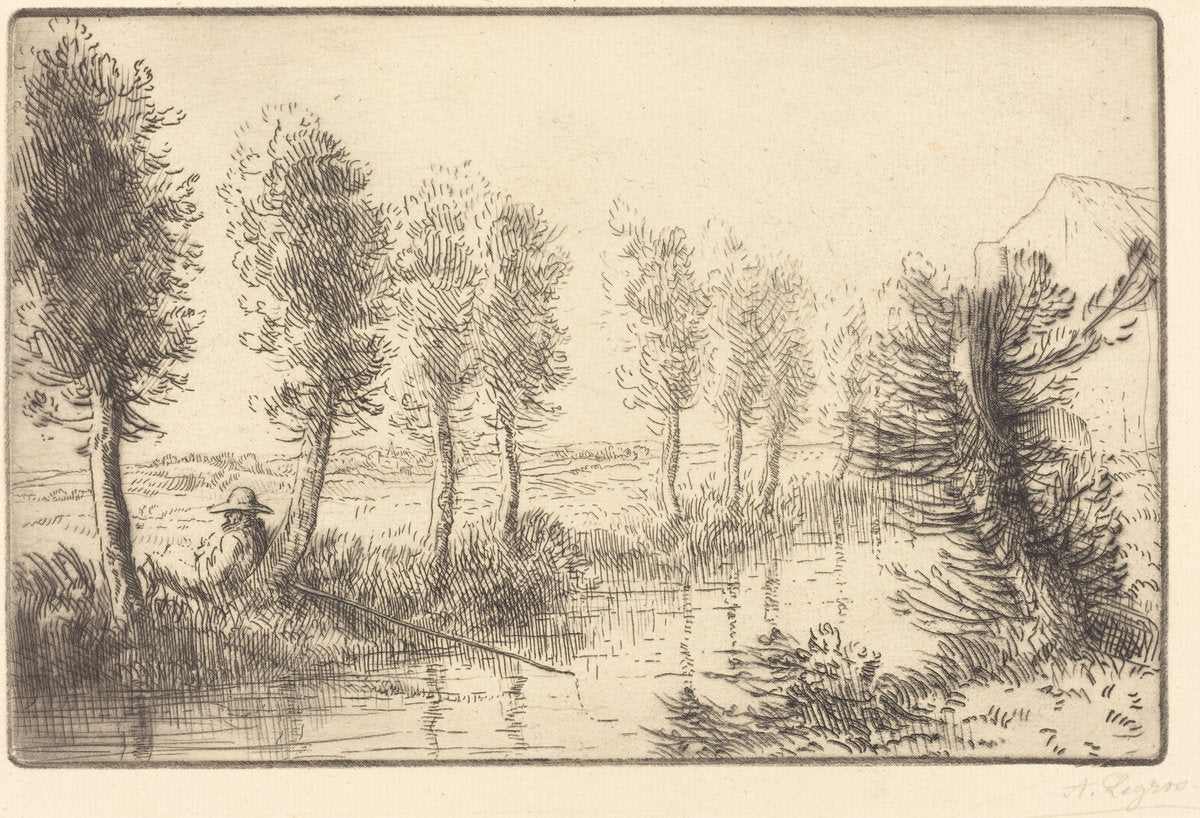 Near the Mill (Pres du moulin) by Alphonse Legros (French, 1837 - 1911), 16X12"(A3)Poster Print