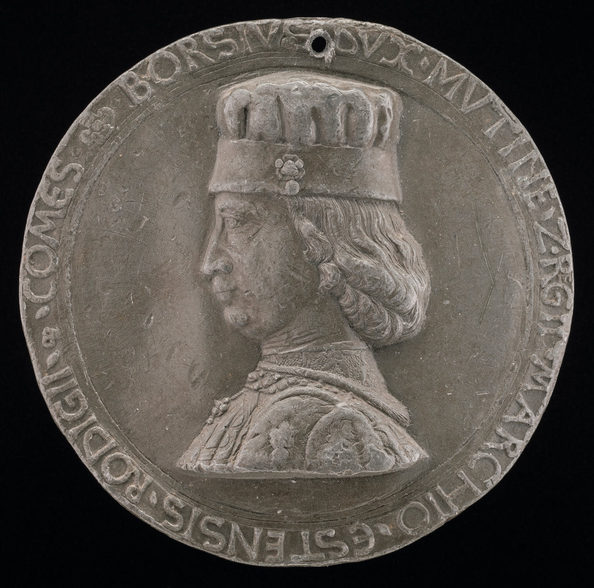 Borso d'Este, 1413-1471, Marquess of Ferrara 1450, Duke of Modena and Reggio 1452 [obverse] by Petrecino (Italian, active 1460), 16X12"(A3)Poster Print