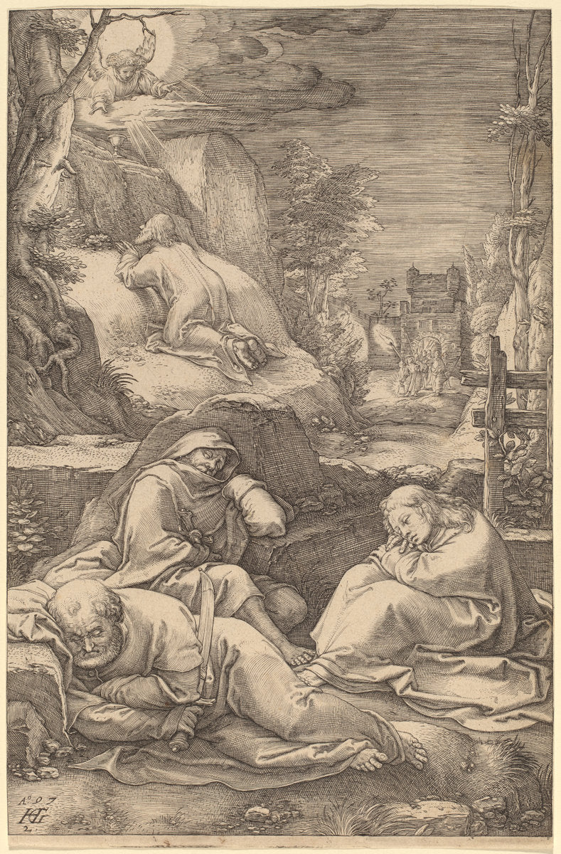 Christ on the Mount of Olives by Hendrik Goltzius (Dutch, 1558 - 1617), 16X12"(A3)Poster Print