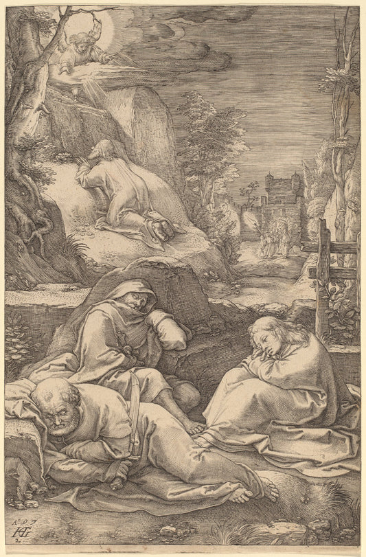Christ on the Mount of Olives by Hendrik Goltzius (Dutch, 1558 - 1617), 16X12"(A3)Poster Print