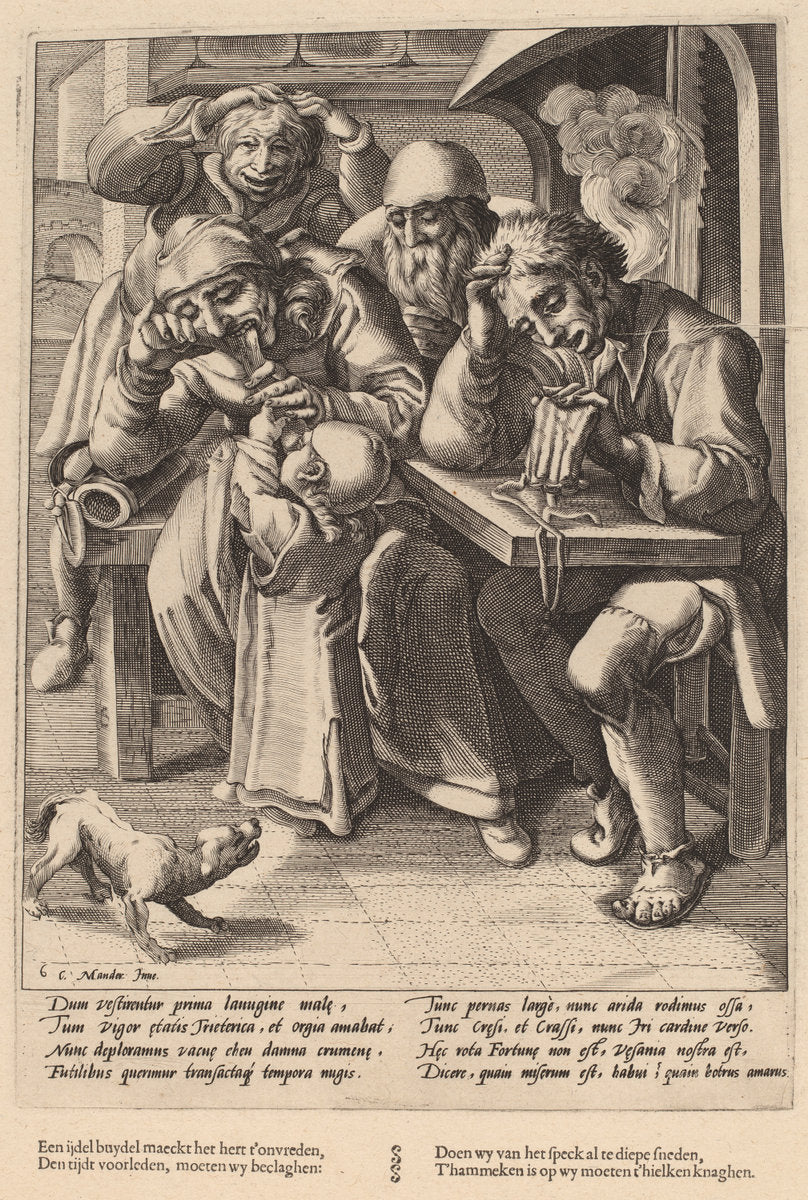 When Your Purse Is Empty, You Eat Bones Not Bacon by Workshop of Hendrick Goltzius, after Karel van Mander I (Dutch, 1558 - 1617), 16X12"(A3)Poster Print