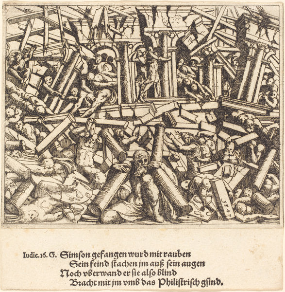 The Death of Samson by Augustin Hirschvogel (German, 1503 - 1553), 16X12"(A3)Poster Print