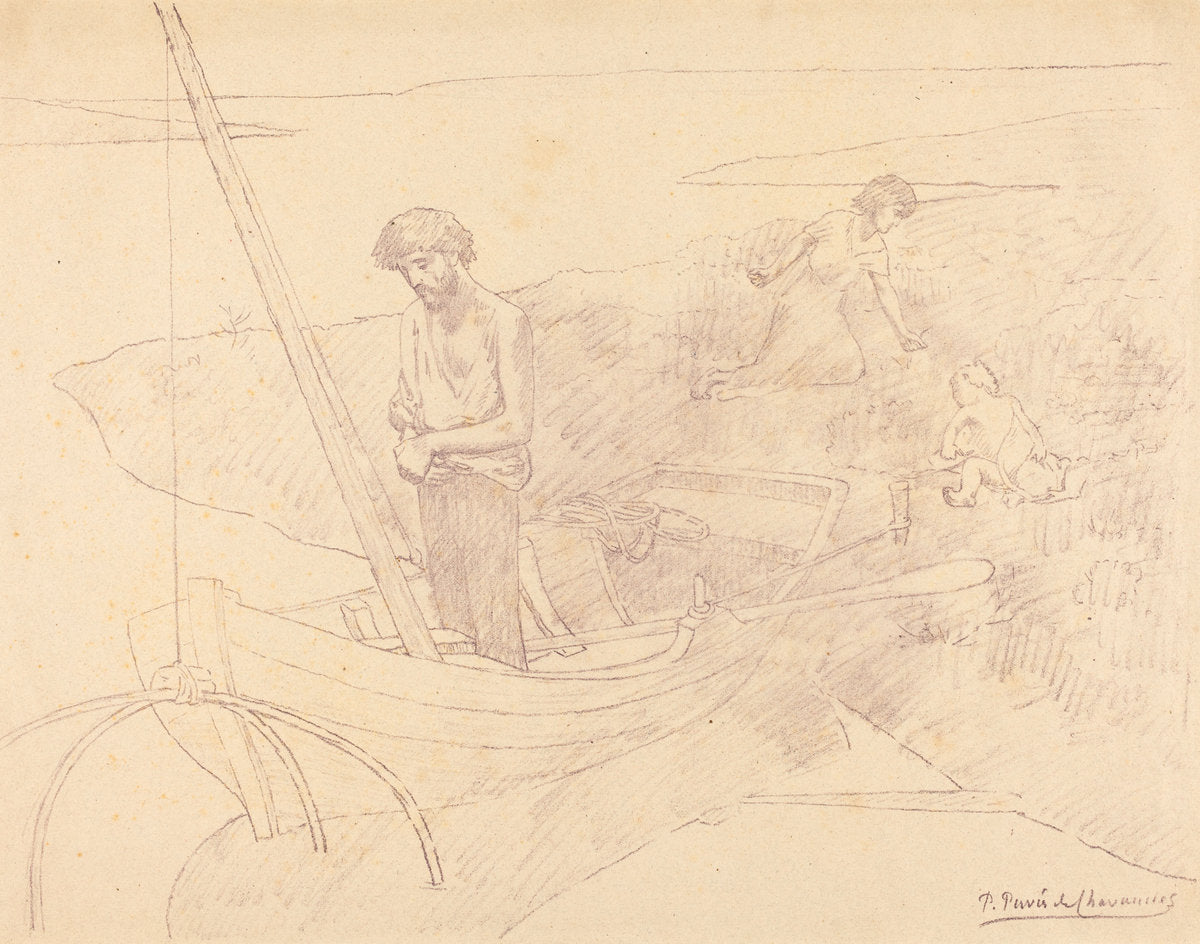 The Poor Fisher (Le pauvre pecheur) by Pierre Puvis de Chavannes (French, 1824 - 1898), 16X12"(A3)Poster Print