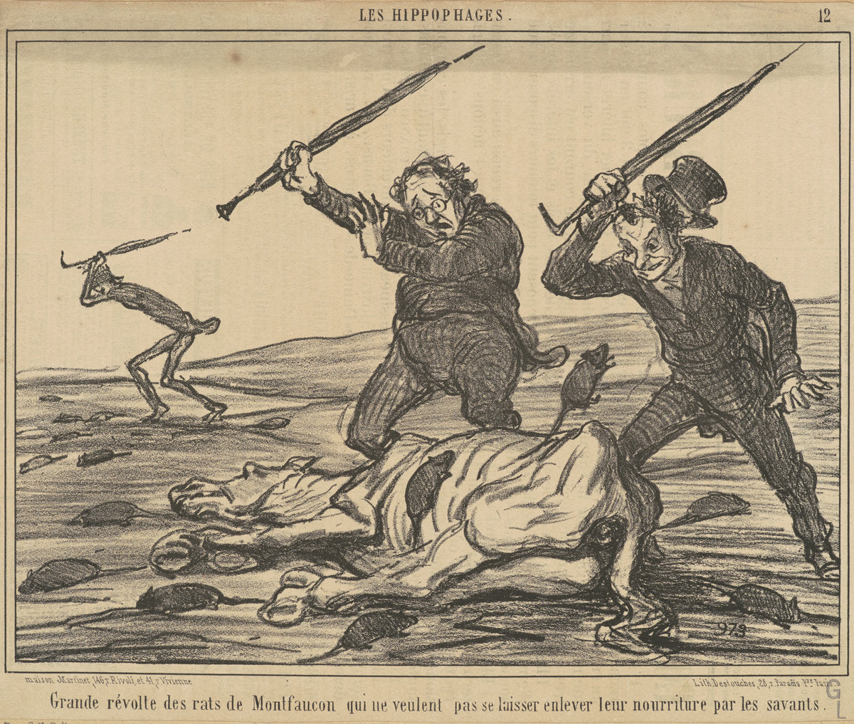 Grande révolte des rats de montfaucon ... by Honoré Daumier (French, 1808 - 1879), 16X12"(A3)Poster Print