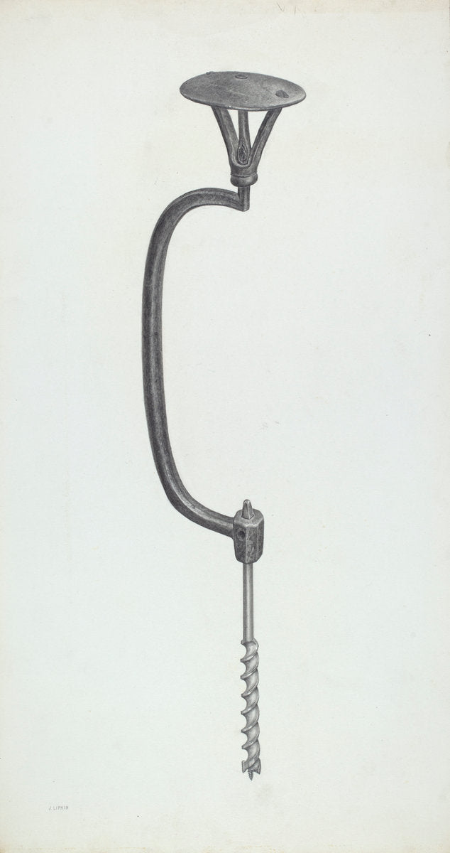 Carpenter's Brace by Jacob Lipkin (American, active c. 1935), 16X12"(A3)Poster Print