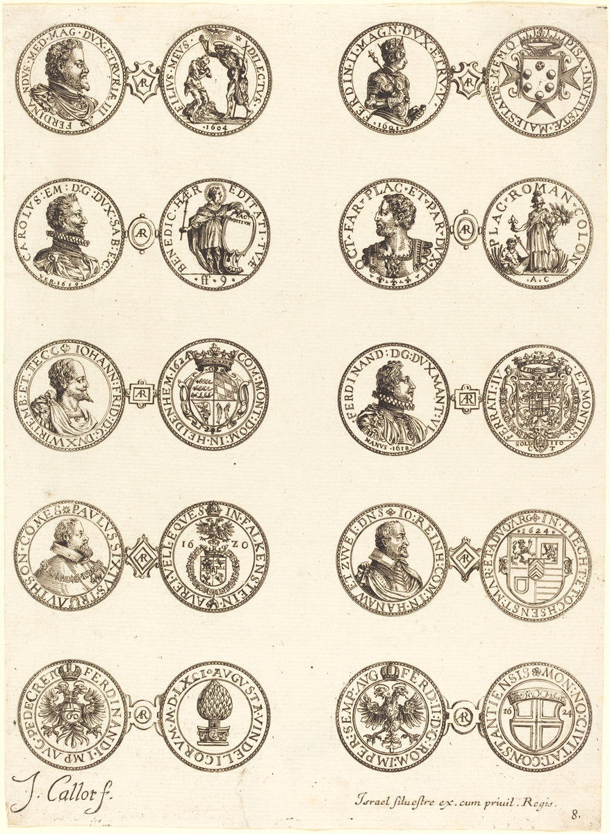 Coins [plate 8] by Jacques Callot (French, 1592 - 1635), 16X12"(A3)Poster Print