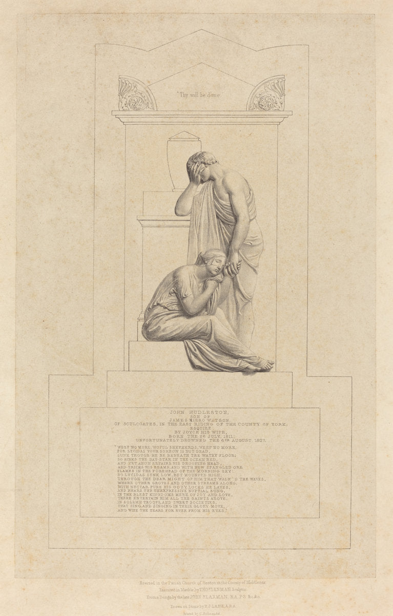 Monument to John Hudleston by Richard James Lane after John Flaxman (British, 1800 - 1872), 16X12"(A3)Poster Print