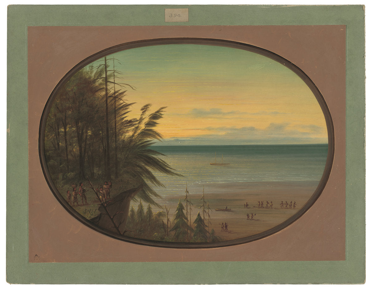 An Indian Ladder - Nayas Indians by George Catlin (American, 1796 - 1872), 16X12"(A3)Poster Print