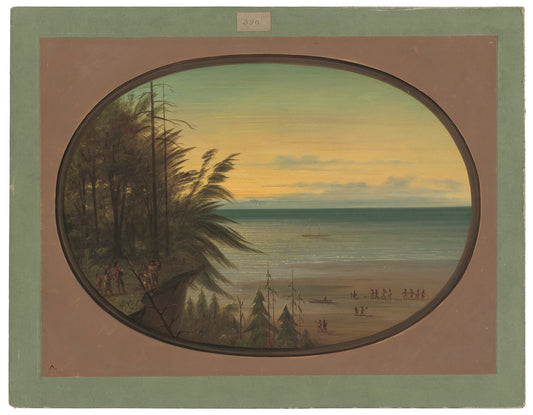 An Indian Ladder - Nayas Indians by George Catlin (American, 1796 - 1872), 16X12"(A3)Poster Print