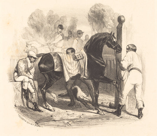 Horse before the Race by Célestin Nanteuil (French, 1813 - 1873), 16X12"(A3)Poster Print