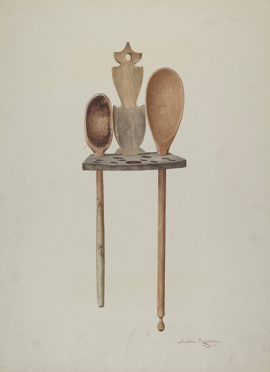 Wooden Spoon Rack by Sarkis Erganian (American, active c. 1935), 16X12"(A3)Poster Print