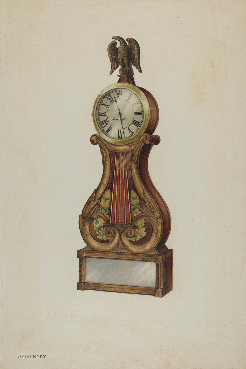 Lyre Clock by Isidore Sovensky (American, active c. 1935), 16X12"(A3)Poster Print