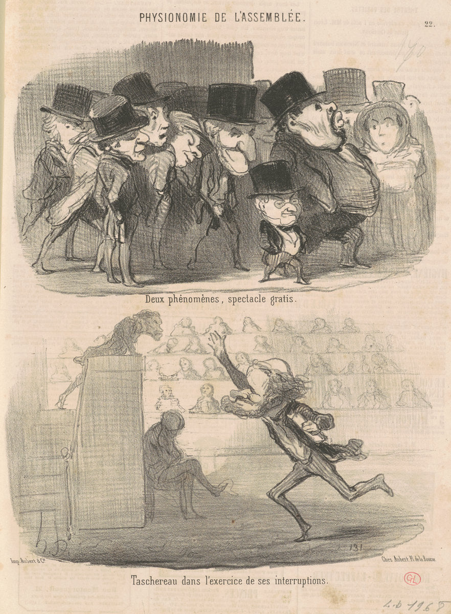 Deux phénomènes, spectacle gratis ... by Honoré Daumier (French, 1808 - 1879), 16X12"(A3)Poster Print