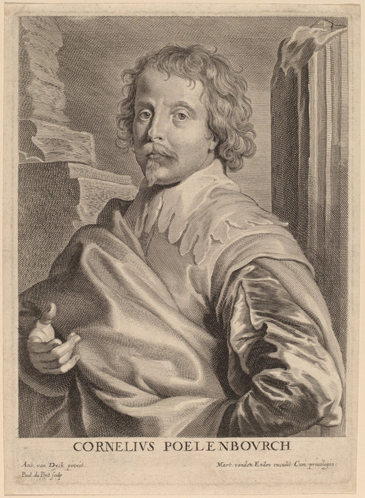 Cornelis van Poelenburgh by Paulus Pontius after Sir Anthony van Dyck (Flemish, 1603 - 1658), 16X12"(A3)Poster Print