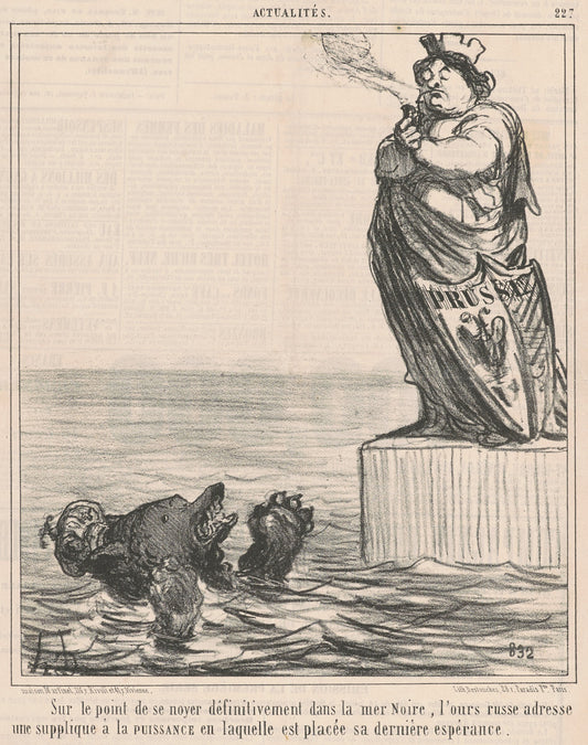 Sur le point de se noyer ... by Honoré Daumier (French, 1808 - 1879), 16X12"(A3)Poster Print