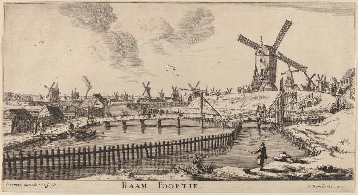 Raam Gate (Raam Poortie) by Reinier Nooms, called Zeeman (Dutch, 1623 or 1624 - 1664), 16X12"(A3)Poster Print