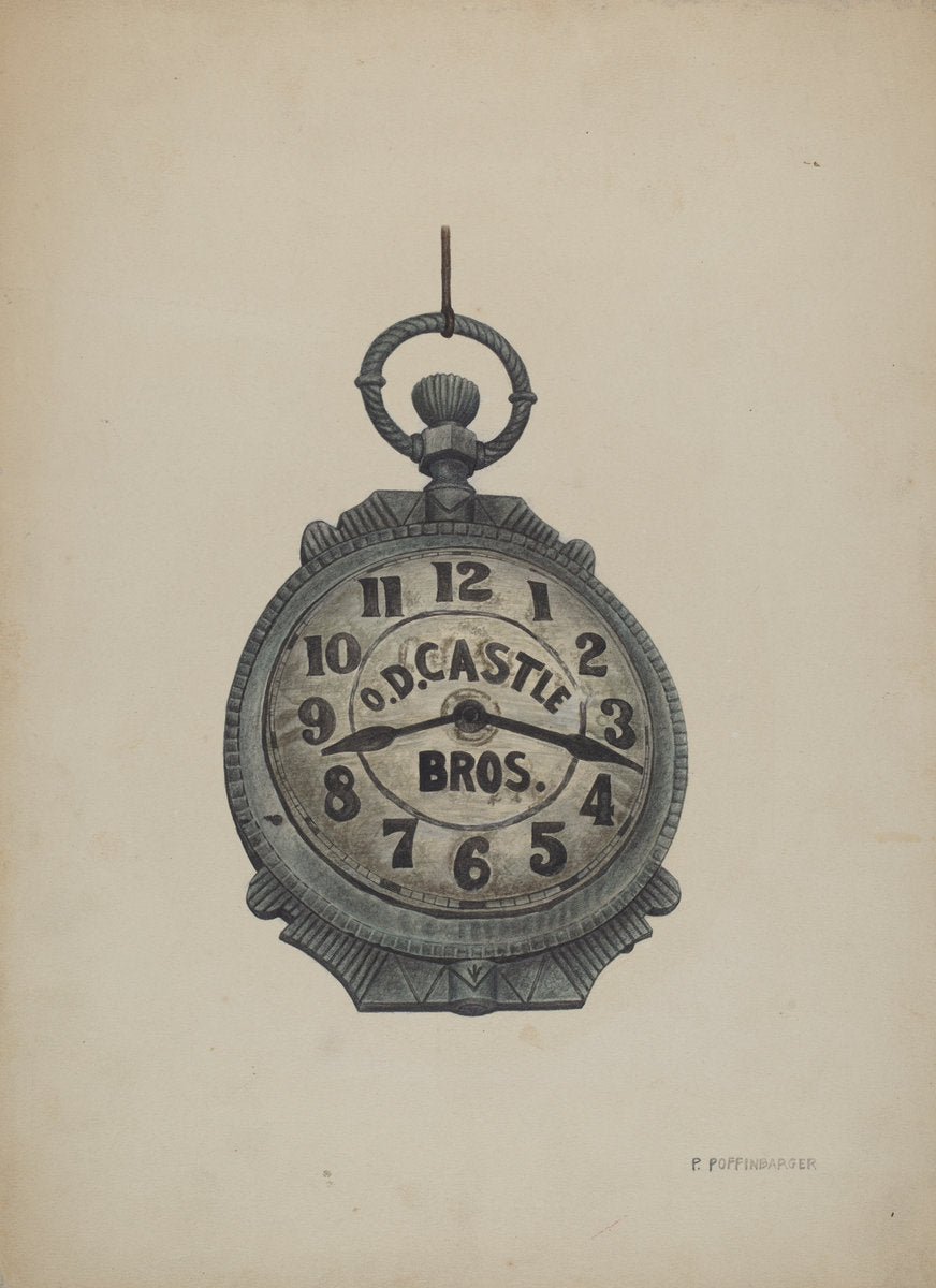 Jewelers Sign Watch by Paul Poffinbarger (American, active c. 1935), 16X12"(A3)Poster Print