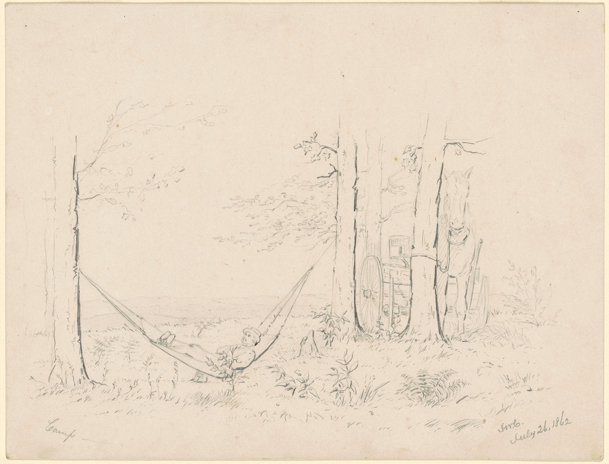 Camp by James Wells Champney (American, 1843 - 1903), 16X12"(A3)Poster Print
