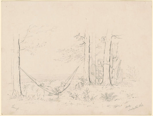 Camp by James Wells Champney (American, 1843 - 1903), 16X12"(A3)Poster Print