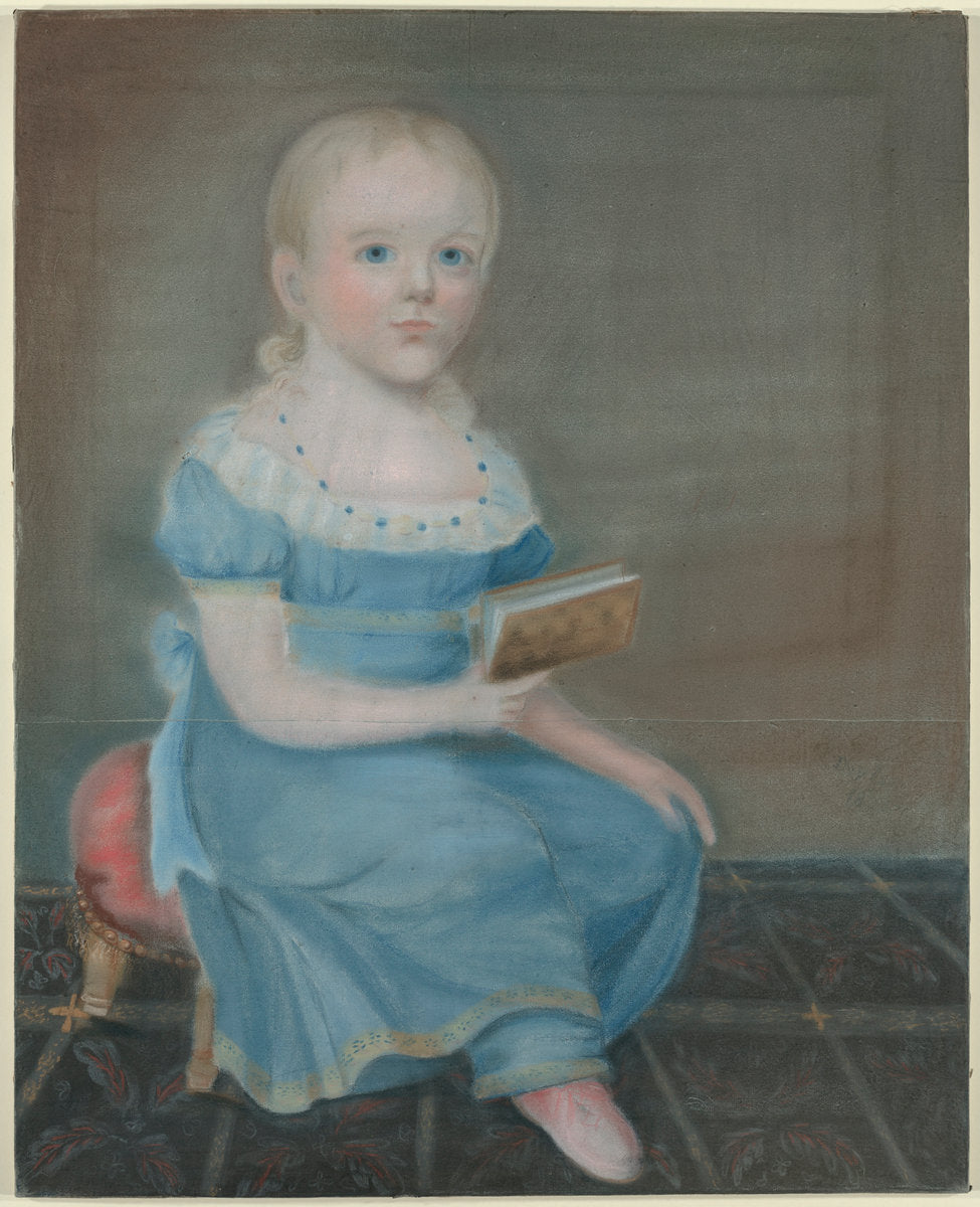 Portrait of a Girl with Blue Eyes and Blue Dress by B. Doyle (American, active 1825), 16X12"(A3)Poster Print