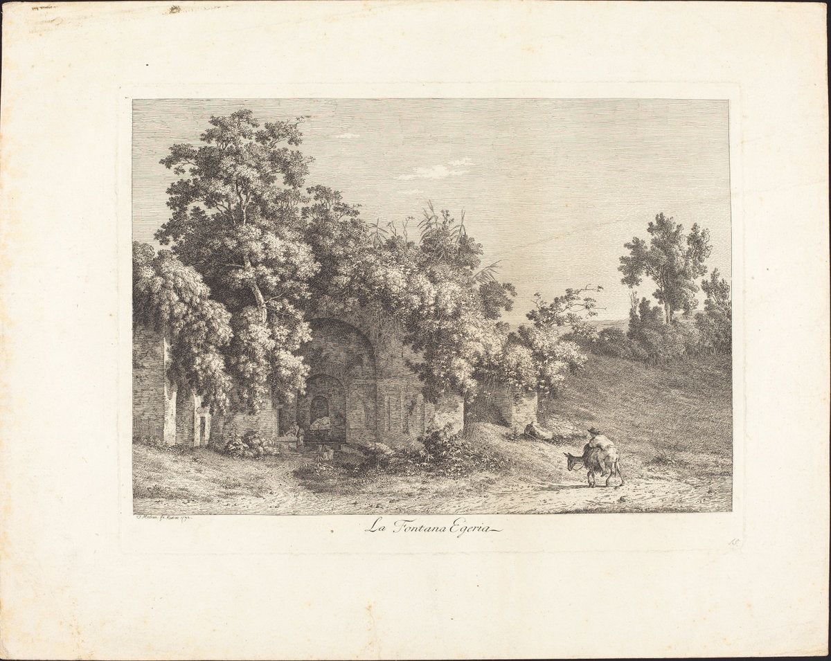 La Fontana Egeria by Jacob Wilhelm Mechau (German, 1745 - 1808), 16X12"(A3)Poster Print