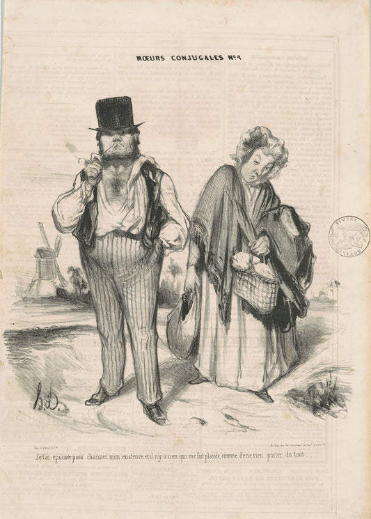 Je t'ai épousé pour charmer mon existence... by Honoré Daumier (French, 1808 - 1879), 16X12"(A3)Poster Print