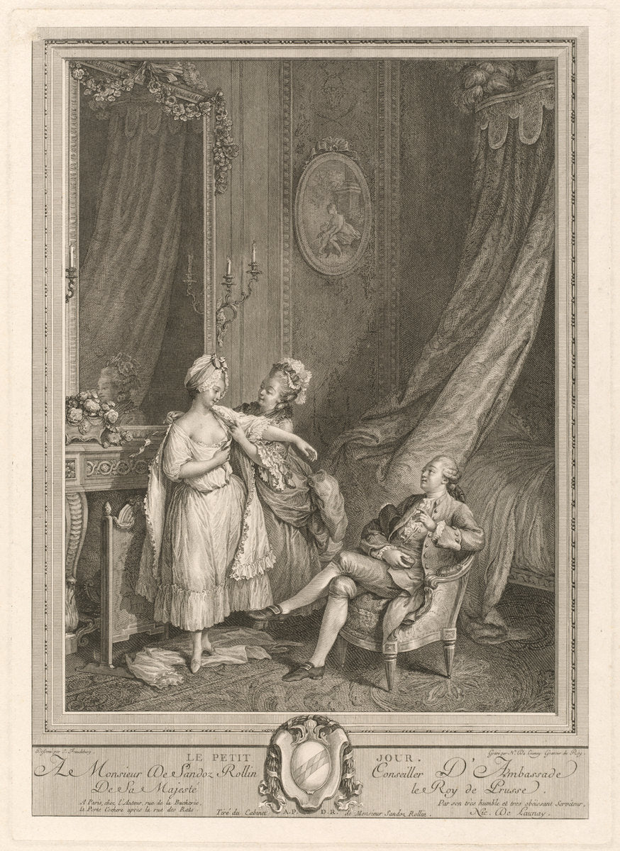 Le Petit Jour by Nicolas Delaunay after Sigmund Freudenberger (French, 1739 - 1792), 16X12"(A3)Poster Print