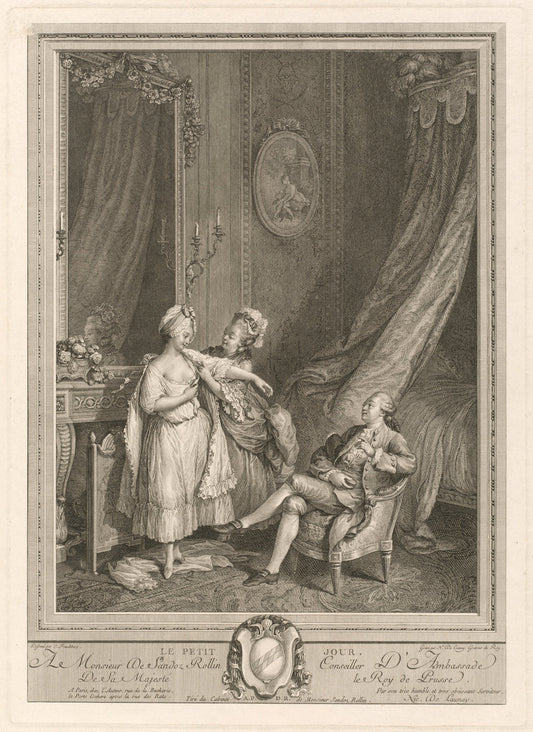 Le Petit Jour by Nicolas Delaunay after Sigmund Freudenberger (French, 1739 - 1792), 16X12"(A3)Poster Print