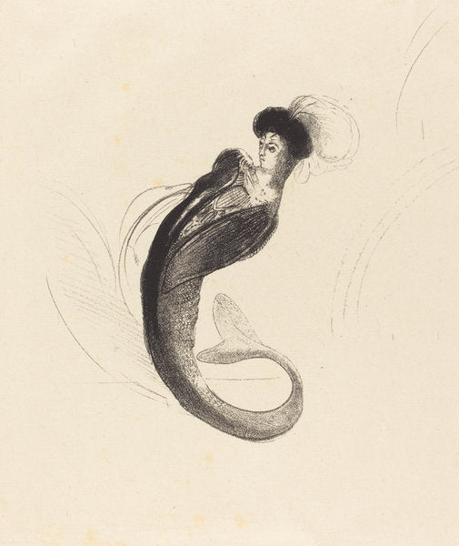 Femme a la torque ornee (Woman with a plumed hat) by Odilon Redon (French, 1840 - 1916), 16X12"(A3)Poster Print