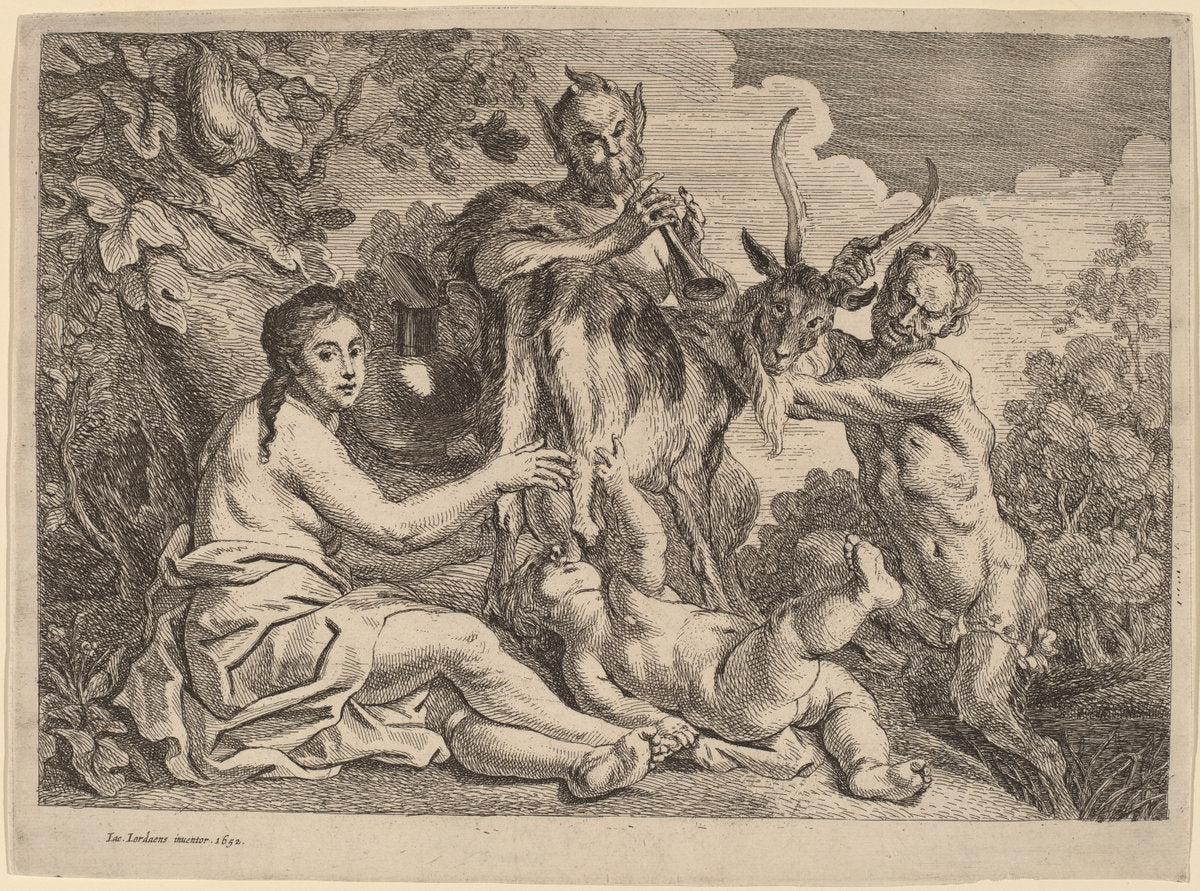 Jupiter Nourished by the Goat Amalthea by Jacob Jordaens (Flemish, 1593 - 1678), 16X12"(A3)Poster Print