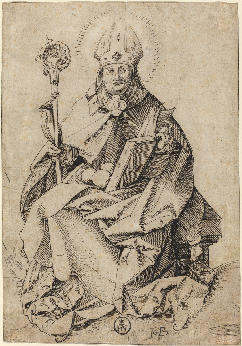 Saint Nicholas by Sebald Beham (German, 1500 - 1550), 16X12"(A3)Poster Print