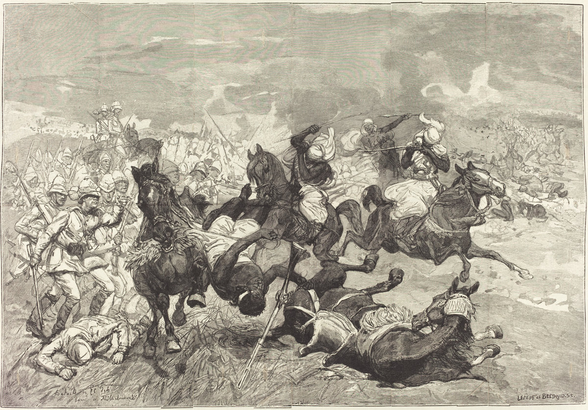 Au Soudan: Bataille d'El-Teb by Auguste Lepère and Jacques Beltrand after Józef Chelmonski (French, 1849 - 1918), 16X12"(A3)Poster Print