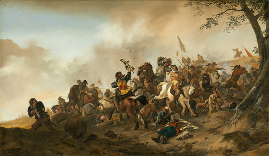 Battle Scene by Philips Wouwerman (Dutch, 1619 - 1668), 16X12"(A3)Poster Print