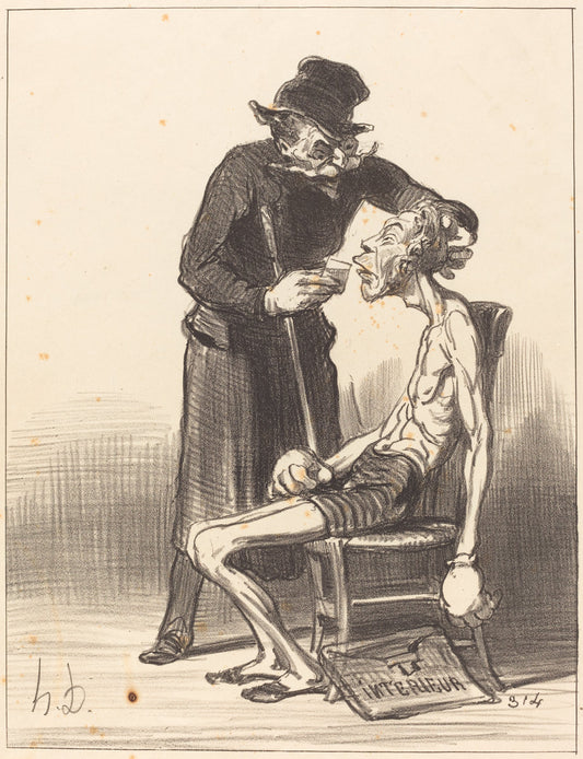 Un Lutteur malheureux by Honoré Daumier (French, 1808 - 1879), 16X12"(A3)Poster Print