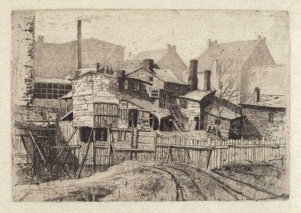 Untitled (Wooden House in City) by Charles Frederick William Mielatz (American, 1864 - 1919), 16X12"(A3)Poster Print