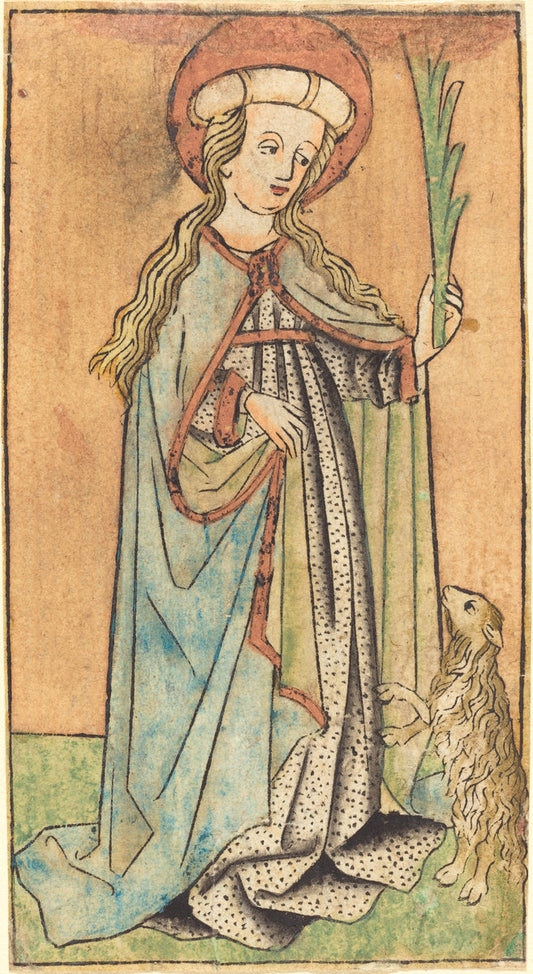 c. 1450 by German 15th Century (Saint Agnes), 16X12"(A3)Poster Print
