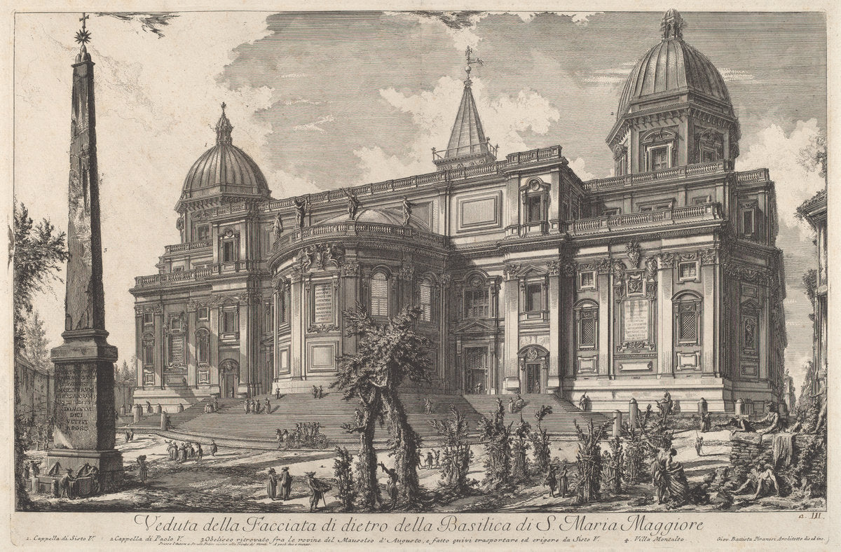 Veduta della Facciata di dietro della Basilica di S. Maria Maggiore by Giovanni Battista Piranesi (Italian, 1720 - 1778), 16X12"(A3)Poster Print