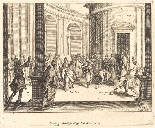 Stoning of Jesus by Jacques Callot (French, 1592 - 1635), 16X12"(A3)Poster Print