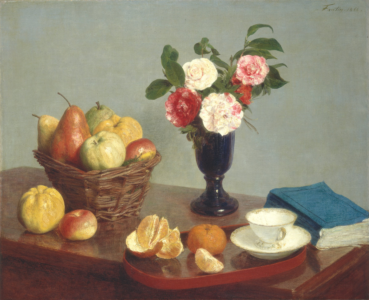 Still Life by Henri Fantin-Latour (French, 1836 - 1904), 16X12"(A3)Poster Print