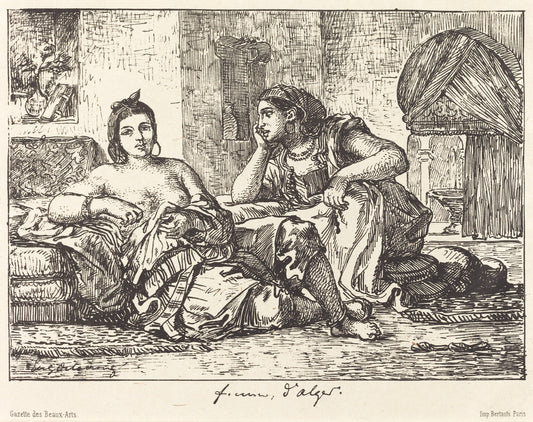 Femmes d'Alger by Eugène Delacroix (French, 1798 - 1863), 16X12"(A3)Poster Print