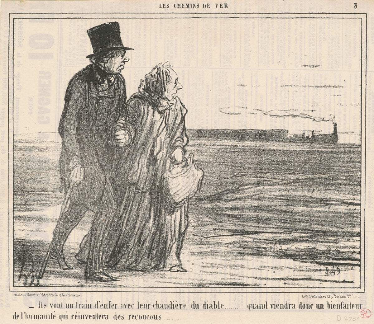 Ils vont un train d'enfer ... by Honoré Daumier (French, 1808 - 1879), 16X12"(A3)Poster Print