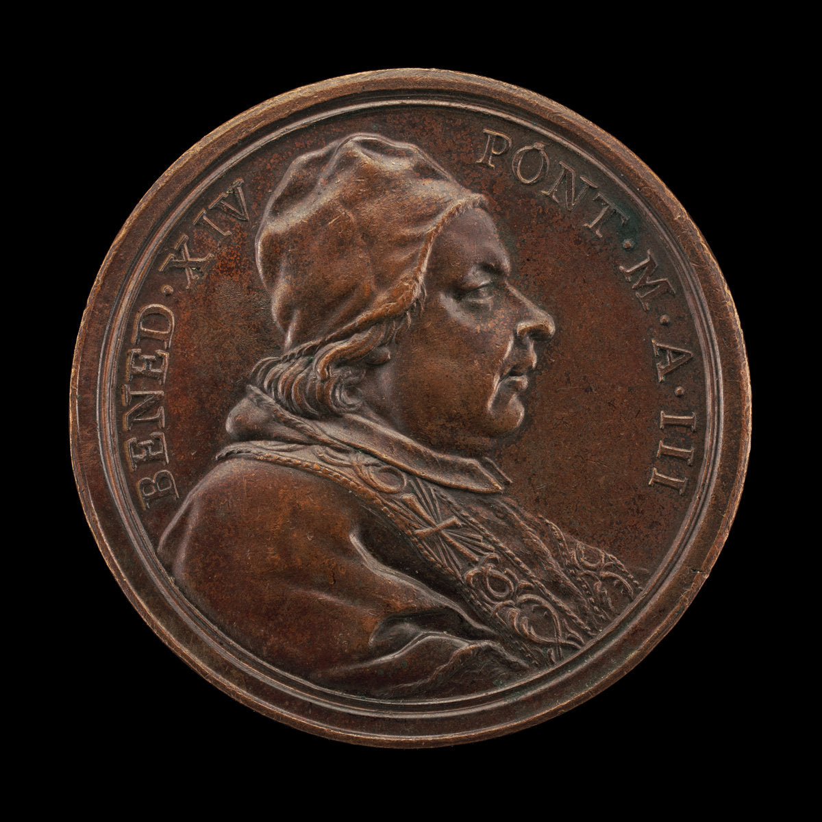 Benedict XIV (Prospero Lorenzo Lambertini, 1675-1758), Pope 1740 [obverse] by Ottone Hamerani (Roman, 1694 - 1761), 16X12"(A3)Poster Print