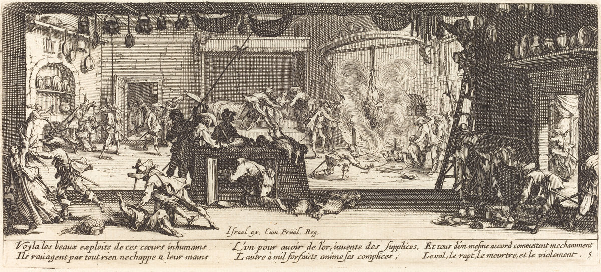 Plundering a Large Farmhouse by Jacques Callot (French, 1592 - 1635), 16X12"(A3)Poster Print