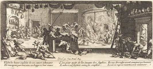 Plundering a Large Farmhouse by Jacques Callot (French, 1592 - 1635), 16X12"(A3)Poster Print