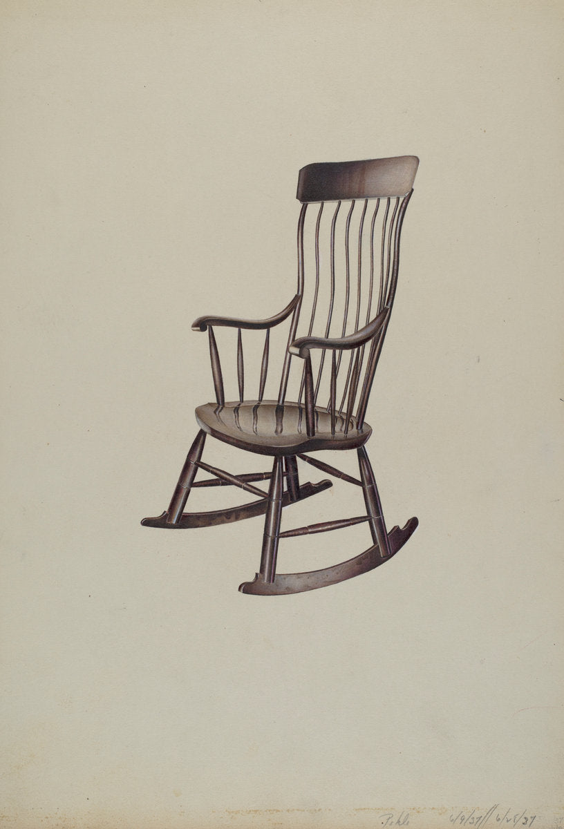 Rocking Chair by Robert Pohle (American, active c. 1935), 16X12"(A3)Poster Print