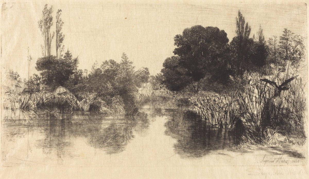 Shere Mill Pond (The Larger Plate) by Francis Seymour Haden (British, 1818 - 1910), 16X12"(A3)Poster Print