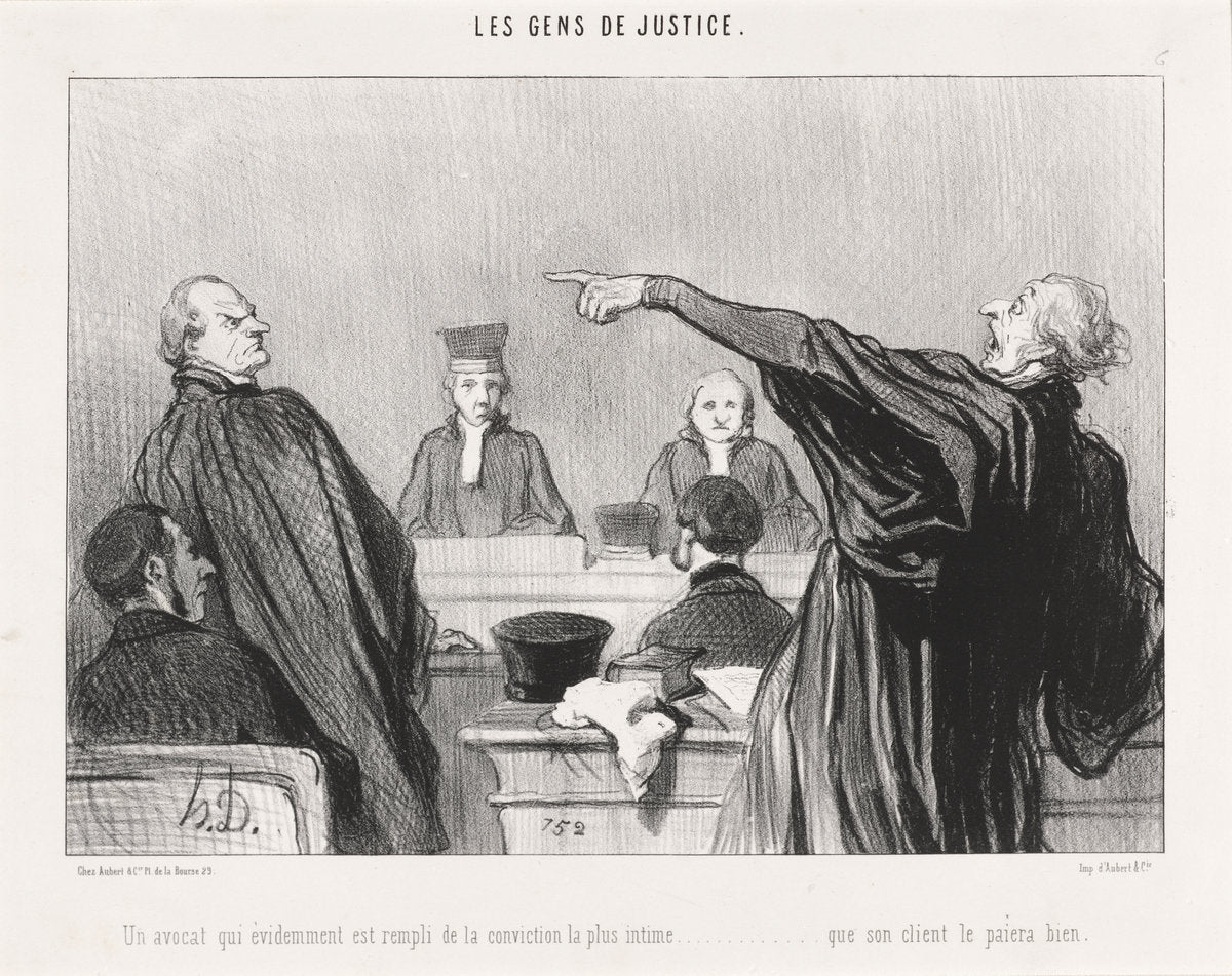 Un Avocat qui est... rempli de la conviction... intime... by Honoré Daumier (French, 1808 - 1879), 16X12"(A3)Poster Print