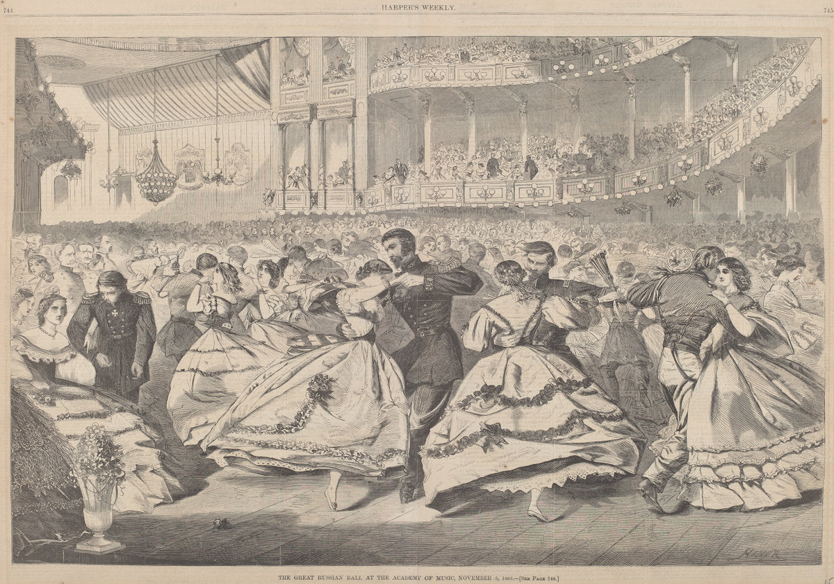 published 1863 by after Winslow Homer (The Great Russian Ball at the Academy of Music, November 5, 1863), 16X12"(A3)Poster Print