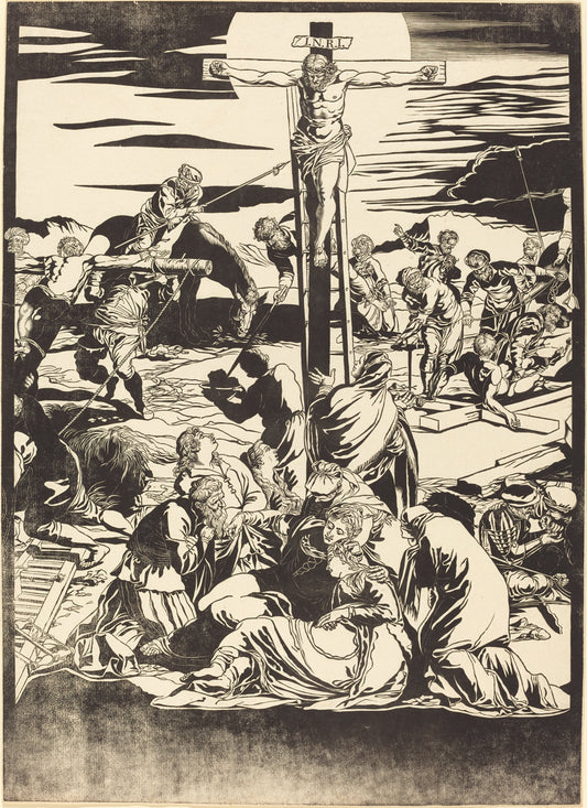 The Crucifixion [center plate] by John Baptist Jackson after Jacopo Tintoretto (English, 1701 - c. 1780), 16X12"(A3)Poster Print